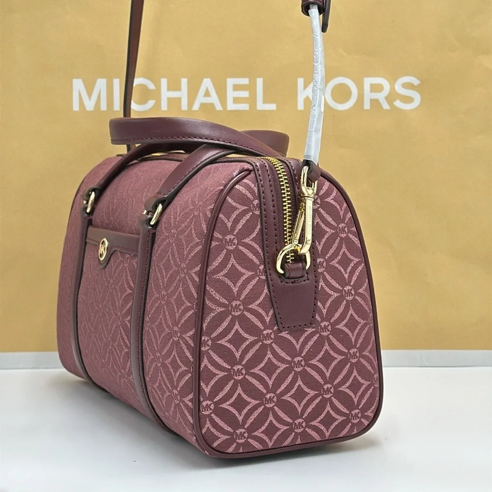 MICHAEL KORS JST TRAVEL MEDIUM DUFFLE SATCHEL SHOULDER CROSSBODY BAG MK OXBLOOD